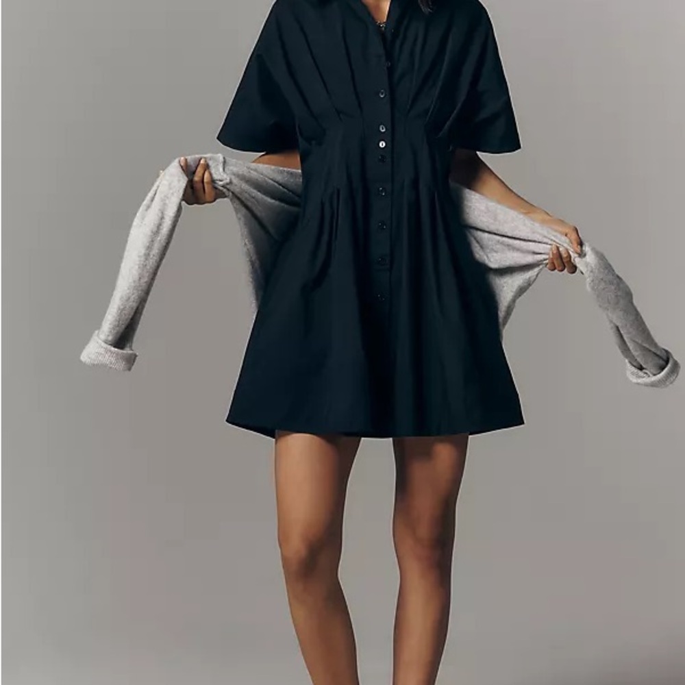 Anthropologie Tobie Mini Shirt Dress by Exquisite in Black